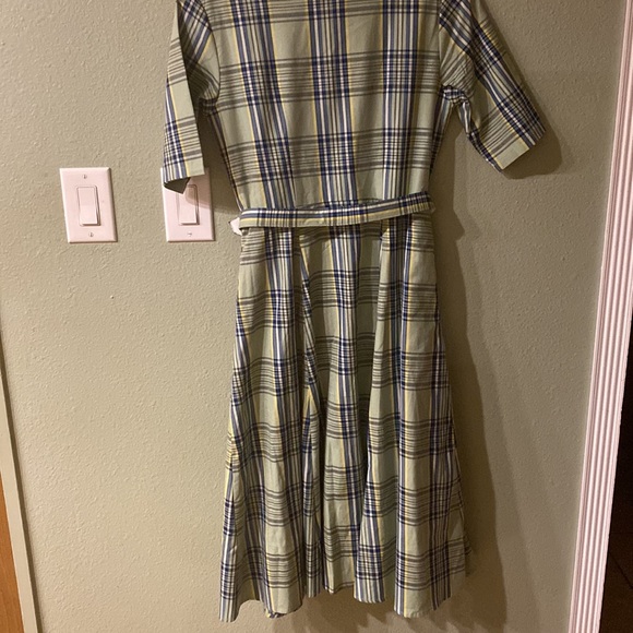 eShakti Green Plaid Vintage Looking Shirt Dress Size 8 - Picture 9 of 11